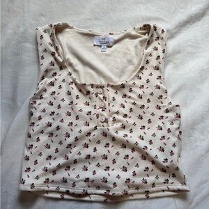 Floral Cream Sleeveless Top